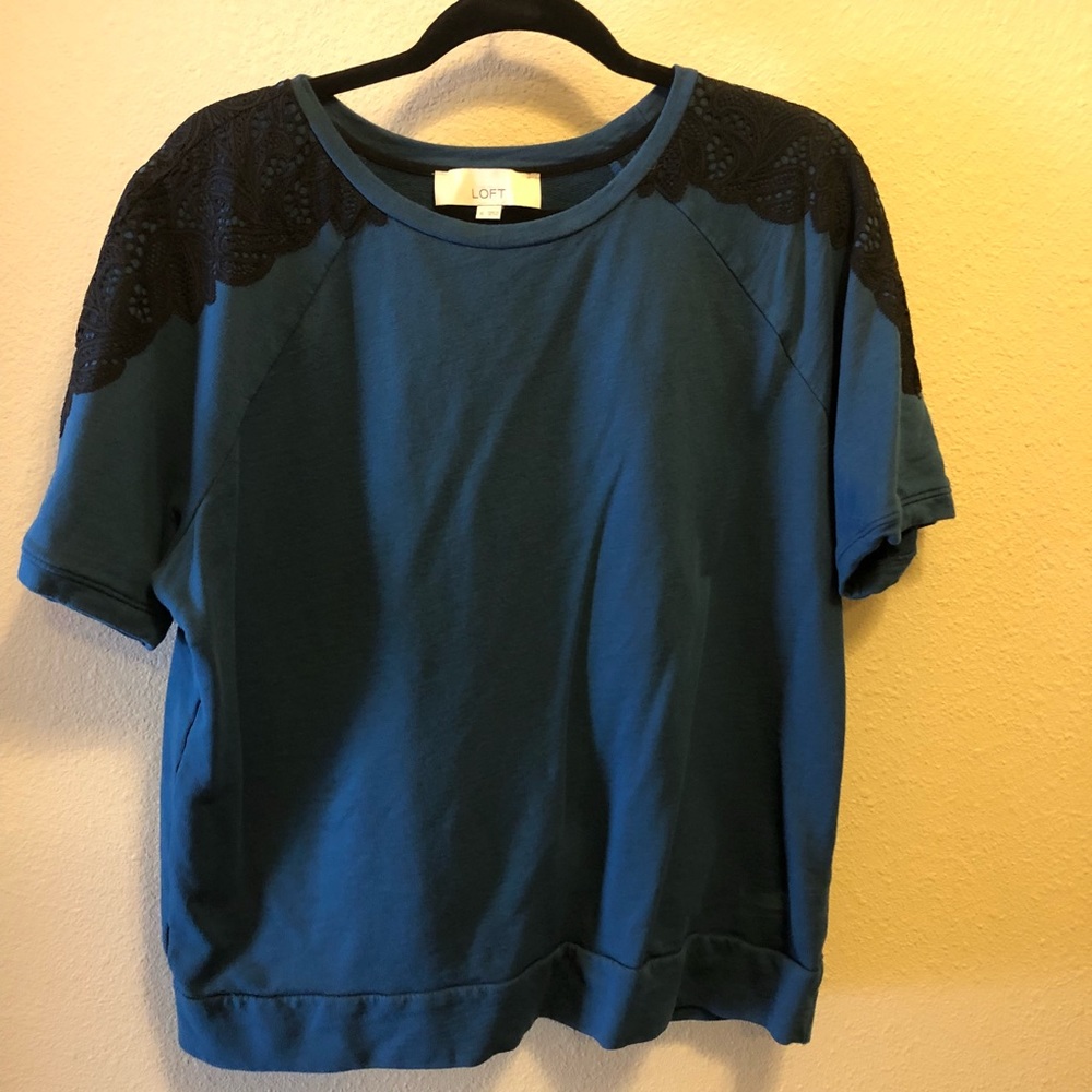 LOFT top with lace shoulder detail